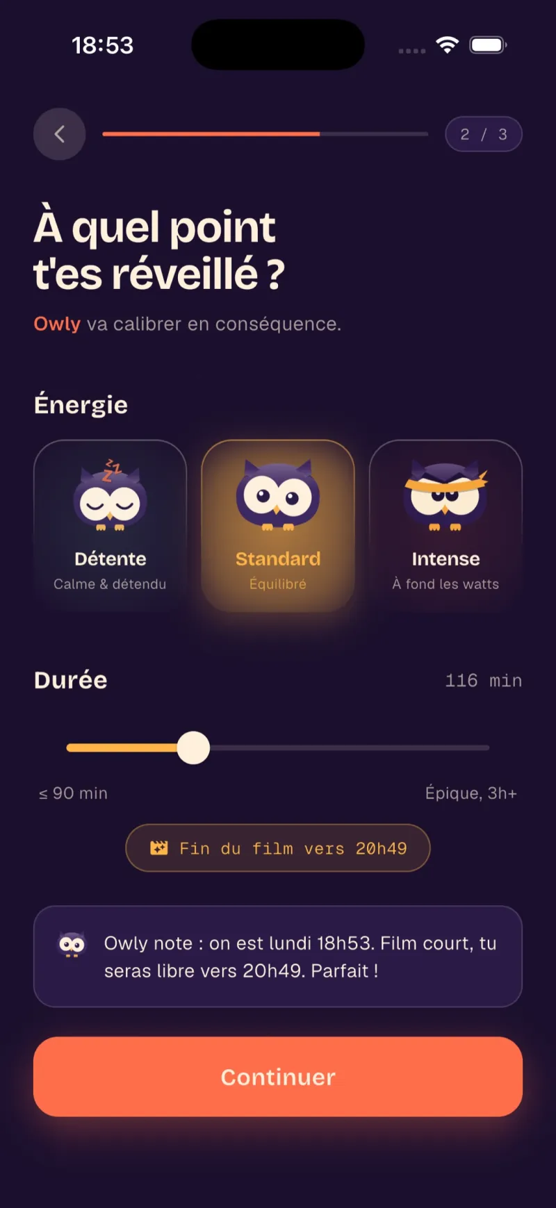 Choix de l'énergie et de la durée