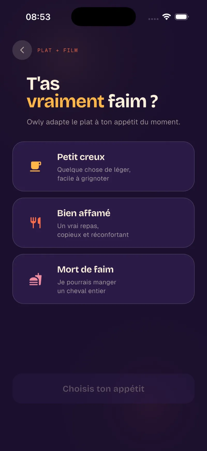 Écran Plat + film dans l'app