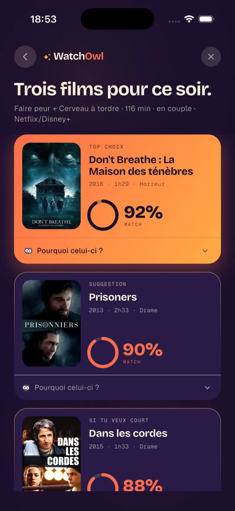 Trois films pour ce soir